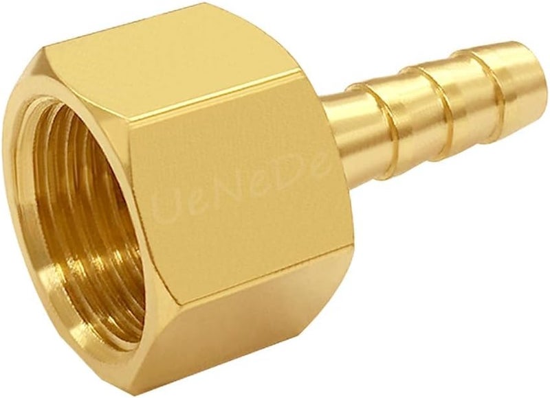 Uenede Brass Hose Barb Fittings 3/8" NPT Female to 5/16" Barb Adapter Connector Include 6 Clamps for Water/Oil/Gas (Pack of 6) - Image 5